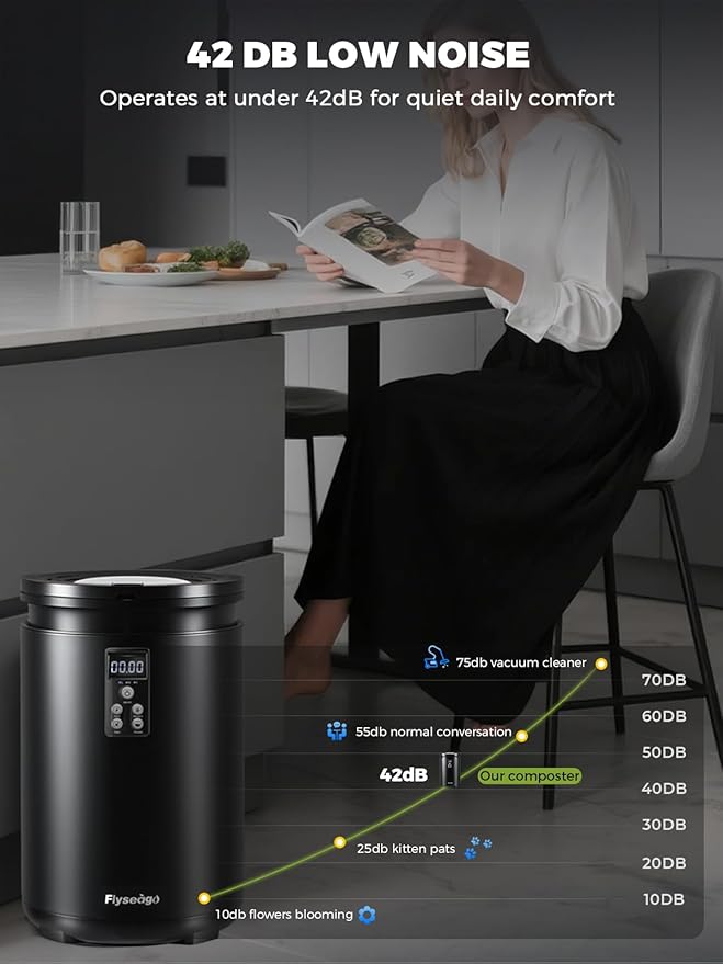 Electric Composter for Kitchen Smart Odorless Countertop Compost Bin Machine Quiet Larger 4.5L Indoor Food Cycler with Auto Cleaning, 3 Modes, 2 Carbon Packs, Turn Food Waste into Fertilizer