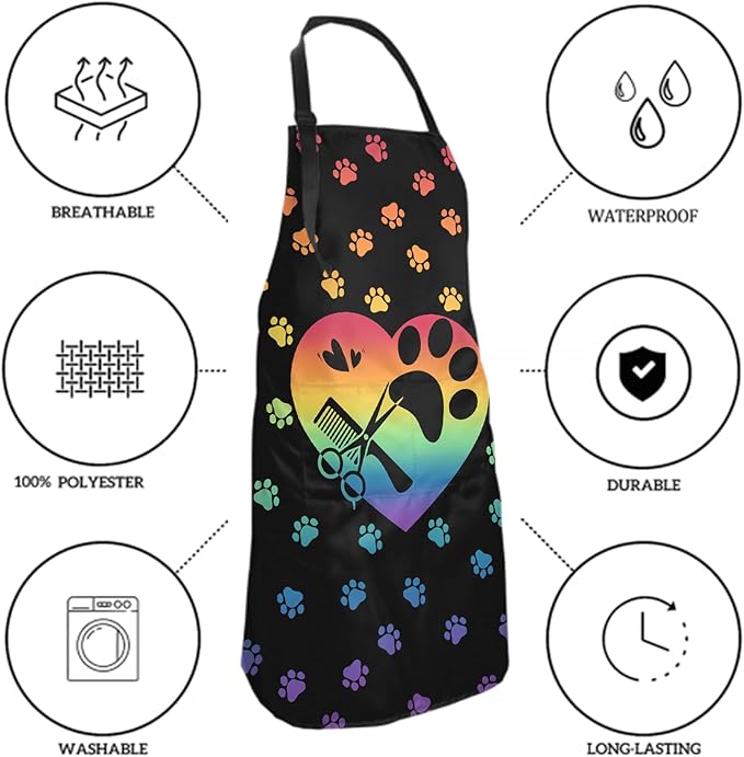 Funny Animal Apron with 2 Pockets Waterproof for Men Women Kitchen Garden Decor