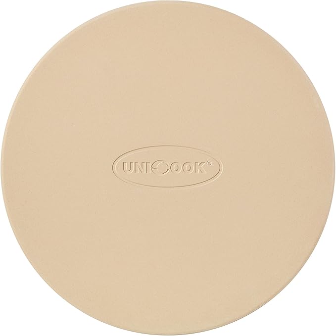Unicook Round Pizza Stone 12 Inch, Cordierite Bread Baking Stone for Oven and Grill, Thermal Shock Resistant, Including Dough Scraper