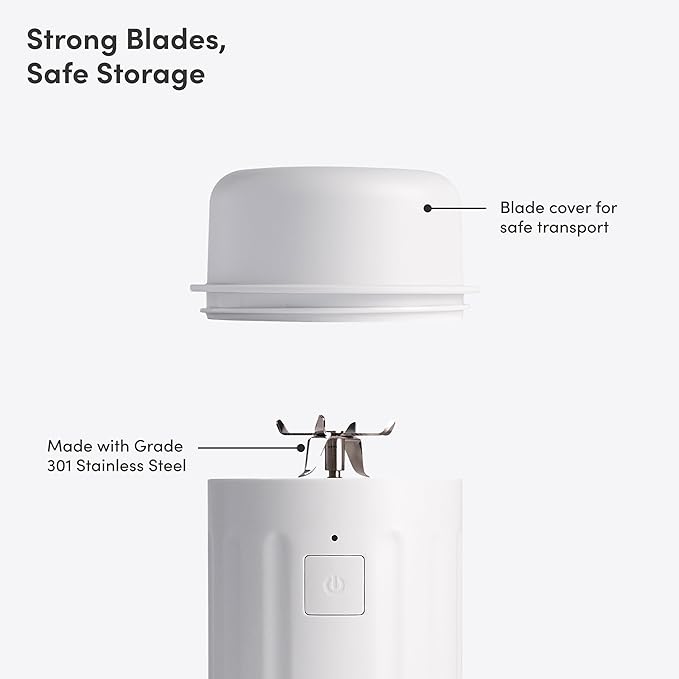 Beast GO Cordless, Premium Portable Blender for Shakes & Smoothies, 22oz Vessel, Blends Ice & Frozen Fruit, Travel-Ready, Rechargeable USB-C Battery, Drinking Lid and Straw System (Cloud White)