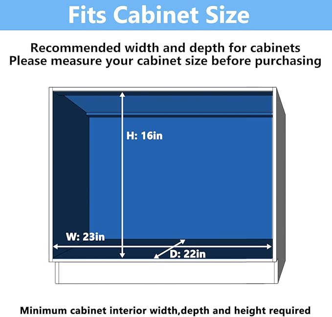 2 Tier Individual Pull Out Cabinet Organizer 22½" W x 21½" D, Heavy Duty Cabinet Pull Out Shelves, Slide Out Drawers Organization for Kitchen Cabinets Bathroom