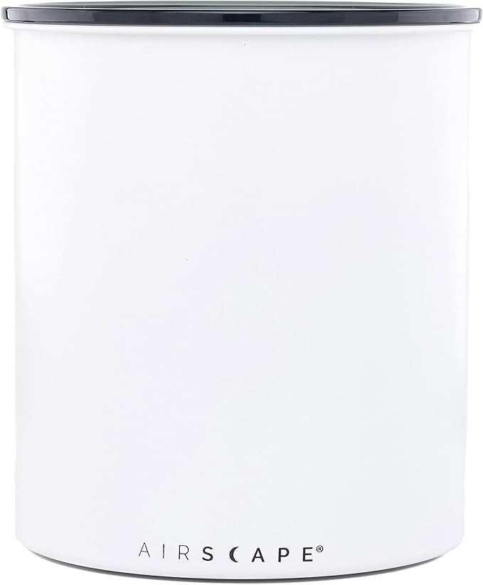 AirScape Planetary Design Kilo Coffee Storage Canister - US Patented Inner Plunger Lid Removes Excess Oxygen - DON'T buy airtight, BUY AIR-LESS - Holds 2.2 lbs Coffee Beans - (Matte White)