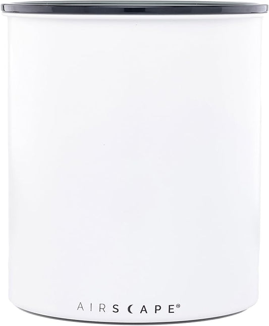 AirScape Planetary Design Kilo Coffee Storage Canister - US Patented Inner Plunger Lid Removes Excess Oxygen - DON'T buy airtight, BUY AIR-LESS - Holds 2.2 lbs Coffee Beans - (Matte White)