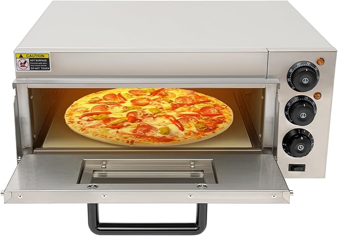 1800W Electric Pizza Oven Indoor Commercial Pizza Oven Countertop Pizza Maker Multipurpose Indoor Pizza Machine for Home Restaurants Bakeries – Adjustable Temp (122-662°F）-Makes 19.7 inch Pizzas