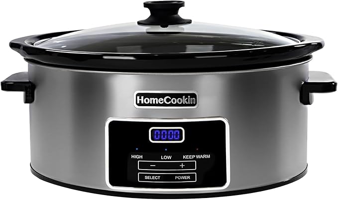 HOMECOOKIN 7-Quart Programmable Slow Cooker with Keep Warm Setting, Digital Timer - Perfect Kitchen Small Appliance for Family Dinners - Large Enough to Serve 8+ People