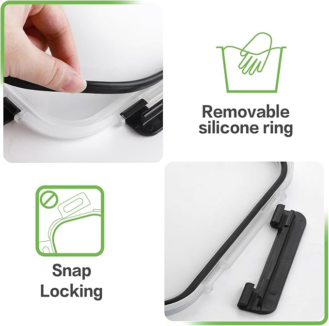 HOMBERKING 10 Pack Borosilicate Glass Meal Prep Containers with Locking Lids, Glass Food Storage Containers Set, Airtight Lunch Bento Boxes, BPA-Free & Leak Proof, 36oz & 14oz, Freezer, Oven Safe