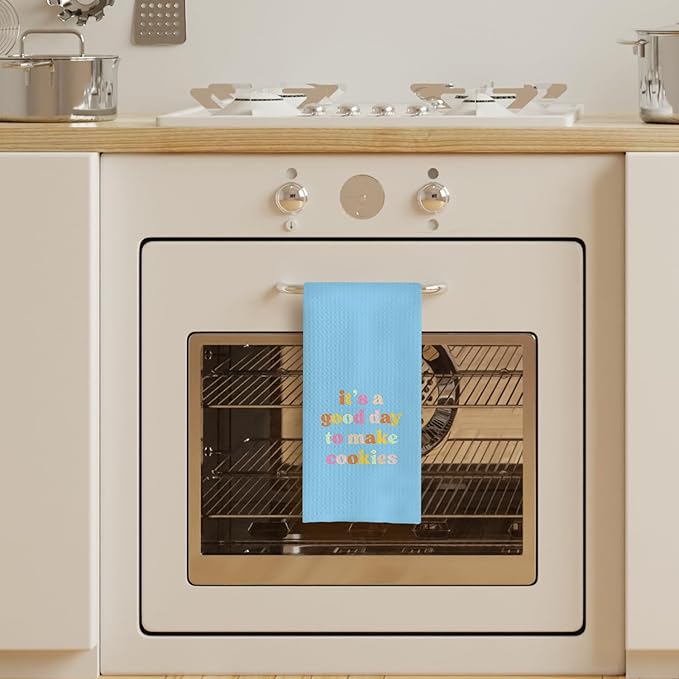 Baking & Kitchen Towels, Tea Towels for Bakers & Cooks, Gifts for Cookie Lovers, 16x24 (Blue)