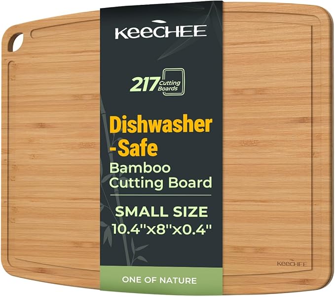 Dishwasher Safe Carbonized Bamboo Wood Cutting Boards for Kitchen with Juice Groove, Wooden Charcuterie & Chopping for Fruit, Vegetables & Cheese, Durable, Lightweight, Water-Resistant