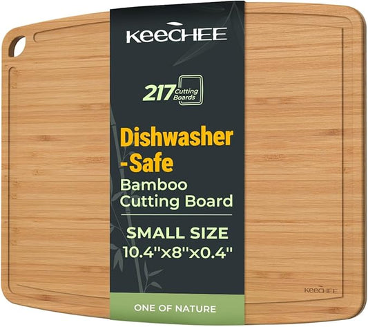 Dishwasher Safe Carbonized Bamboo Wood Cutting Boards for Kitchen with Juice Groove, Wooden Charcuterie & Chopping for Fruit, Vegetables & Cheese, Durable, Lightweight, Water-Resistant