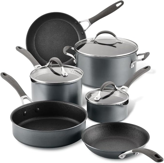 Circulon A1 Series with ScratchDefense Technology Nonstick Induction Cookware/Pots and Pans Set, 9 Piece, Graphite