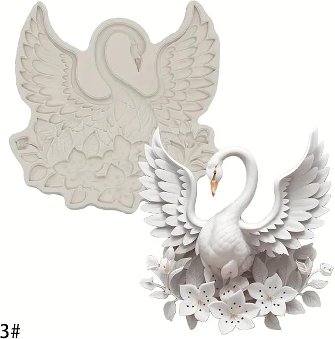 (Four-piece set) Love swan key, lock, apple girl, DIY silicone mold, cake chocolate mold wedding cake decoration tool soft cake