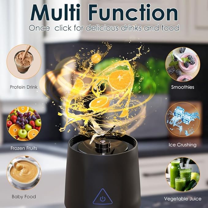 Personal Blender Wireless 24oz Cordless Mini 360 Watt Portable Blender-for Smoothies Freshly Squeezed Juices 6000mAh Self Cleaning and BPA Free Portable Juicer with 6 Sharp Blade Pearl White