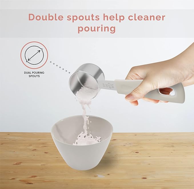 Measuring Cups and Measuring Spoons Set of 14 - Stainless Steel Measuring Cups and Spoons Set, Includes 1/8 Teaspoon Measuring Spoon, 1/8 Cup Measuring Cup, Leveler Dry (14, Country Chic)