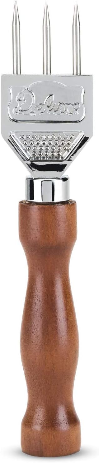 Viski 3 Pronged Ice Pick, Wood Handle Stainless Steel Ice Shaper, Bar & Cocktail Tools