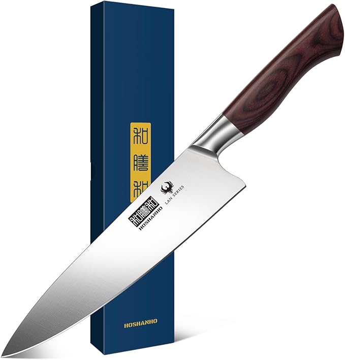 HOSHANHO 8 Inch Chef Knife for Cooking, Super Sharp High Carbon Stainless Steel Kitchen Knife, Professional Japanese Knife with Durable Wood Handle