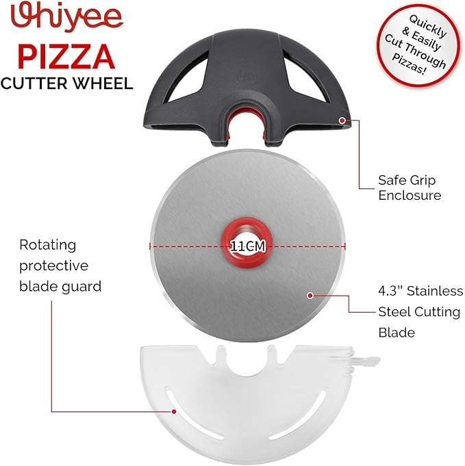 Pizza Cutter Wheel, 4.3" Large Pizza Slicer Wheel with Safety Blade Cover, Super Sharp Stainless Steel Pizza Wheel Slices Effortlessly, Easy Cleaning Pizza Cutters Dishwasher Safe, Gray