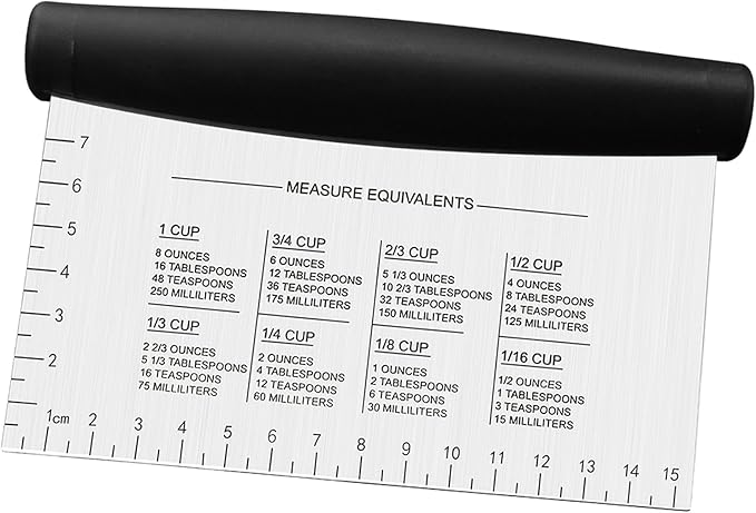 Stainless Steel Dough Bench Scraper & Chopper, Pastry Cutter for Kitchen (1 Pack, Black)