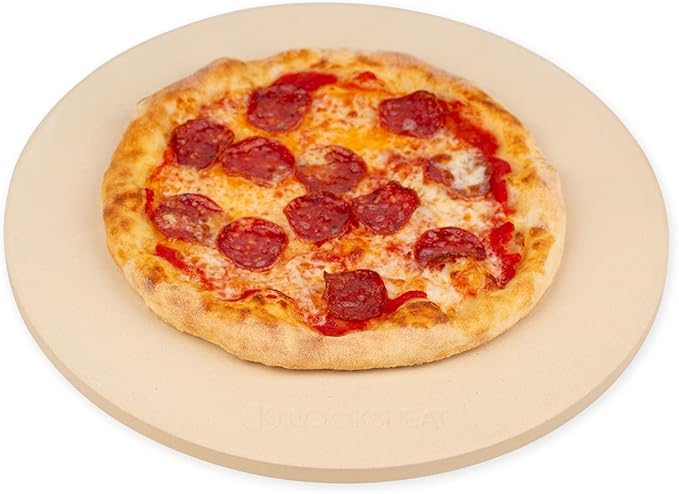 K ROCKSHEAT 15 Inch Round Pizza Stone for Oven Grill BBQ, Cordierite Large Pizza Grilling Stone, Durable Bread Baking Stone 15"