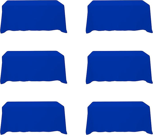 BRILLMAX 6 Pack Royal Blue Tablecloths for 6 Foot Rectangle Tables 90 x 132 Inch - 6ft Rectangular Bulk Linen Polyester Fabric Washable Cloth Cover for Wedding Reception Banquet Birthday Party