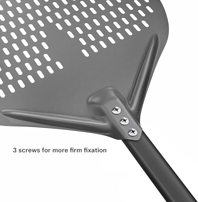 G.a HOMEFAVOR 14" x 17" Perforated Pizza Peel 35 Inch overall, Rectangular Aluminum Pizza Turning Peel with Extended Silcone Handle For Baking Pizza Brick Oven