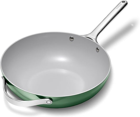 Caraway Non-Stick Stir Fry Pan - 12” Wok-Inspired Pan - Free From Forever Chemicals - High-Sloped Walls - Stainless Steel Handles - Sage