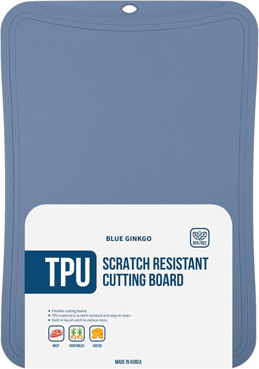 Blue Ginkgo TPU Cutting Mat [Medium] – Korean-Made Flexible, Knife-Friendly, Durable Kitchen Cutting Board (Blue)