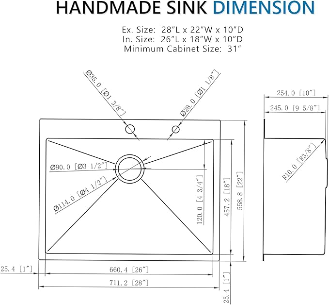 28 Inch Drop In Black Stainless Steel Kitchen Sink, Doirteal 28 x 22 x 10 Inch Matte Black Kitchen Sink 16 Gauge Stainless Steel Topmount Single Bowl Sink Single Basin with Bottom Grid