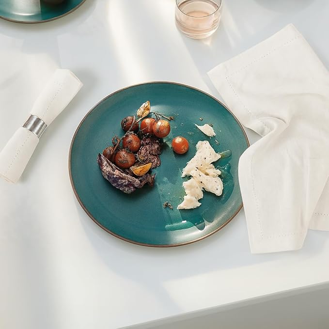 Ramanta Home Hemstitched Dinner Napkins Set of 12 - White, 18x18 Inches - Premium Textured Cotton Soft Cloth Napkins - Durable and Reusable for Weddings or Everyday Use