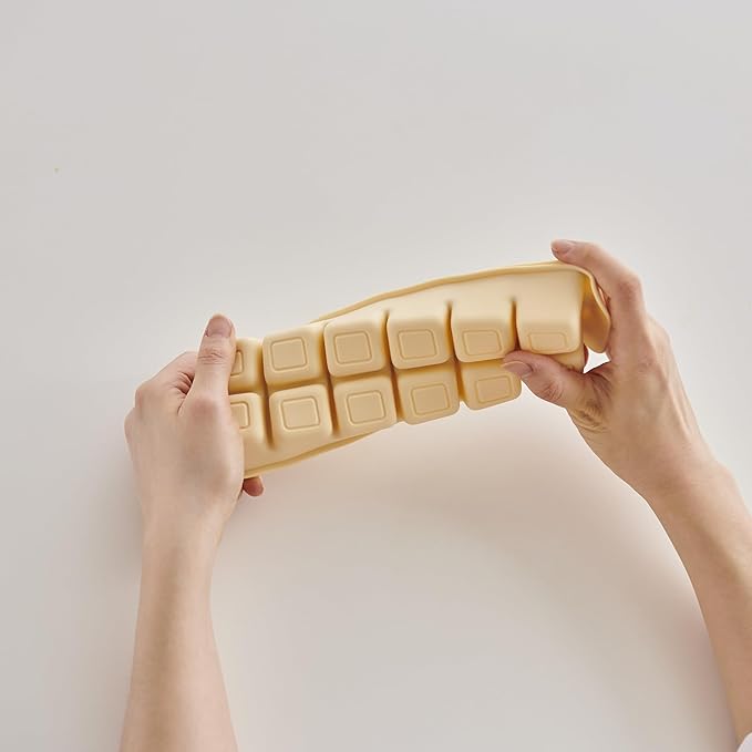 Silicone Freezer Trays with Lid,2ea 0.7oz 12 Cube-Leak Proof Silicone Freezer molds for Homemade Baby Food Breastmilk, Purees, Vegetables, Fruit, Baby Food Jars Ice Tray with Lid BPA Free Beige