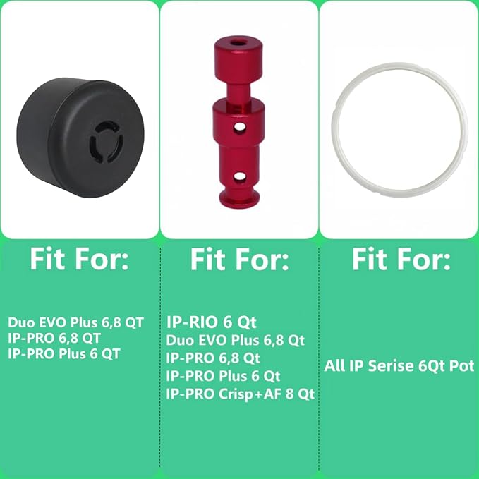 10PCS Replacement Parts for Instant Pot Pro/Pro Plus 6 QT, Duo Evo Plus 6 QT, Steam Release Handle, Sealing Ring, Float Valve W/Silicone Cap and Anti-Block Shield By Pnltae