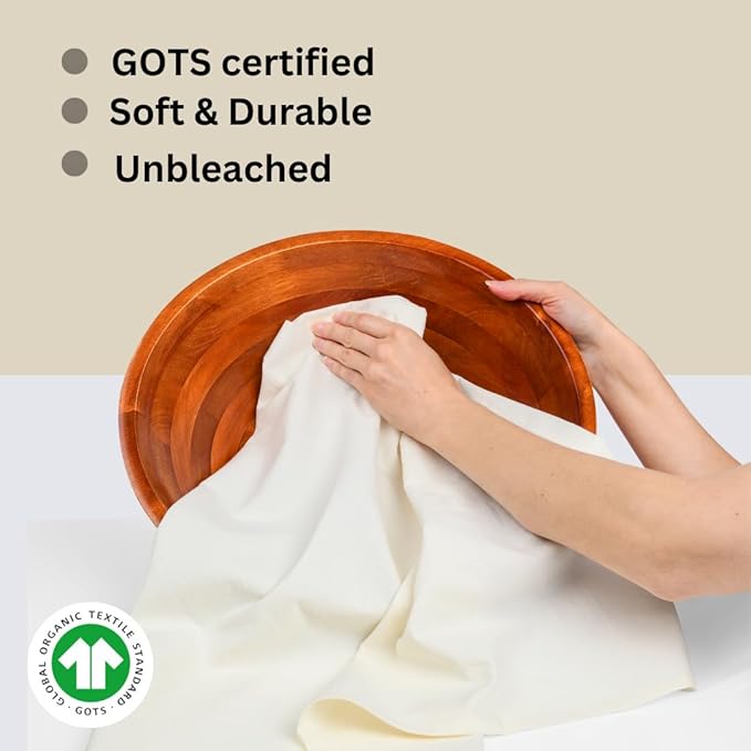 Organic Flour Sack Towels - 8 Pack, 27x27 inch, Natural, Unbleached, Lint-Free, White, Kitchen Towels