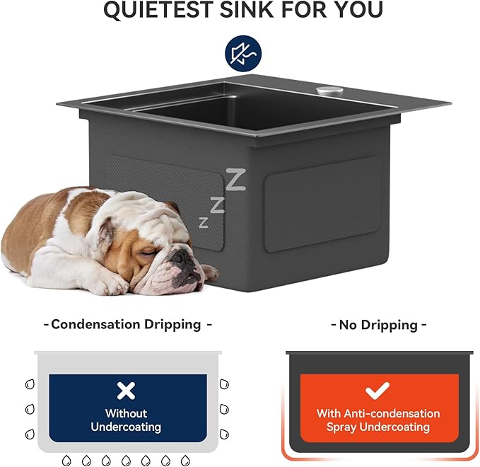 Lordear Bar Sink 15 Inch Black Drop In Kitchen Sinks Stainless Steel Bar Sink 16 Gauge Single Bowl Topmount Small Prep RV Sinks Square Basin