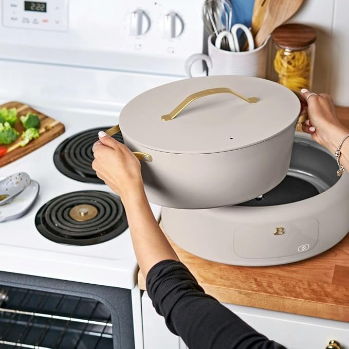 Beautiful 10-in-1 6-Qt Programmable Multi-Cooker with Oven-Safe Pot & 7 Presets – Slow Cook, Rice, Steam, Sauté (Porcini Taupe)