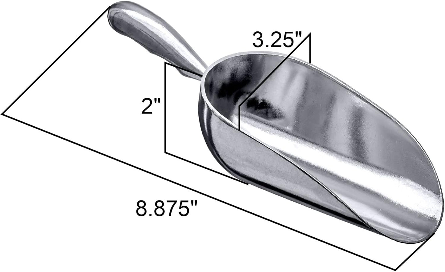 Amazing Abby - Elsa - 12-Ounce Aluminum Ice Scoops (Set of 2), Cast Aluminum Utility Scoops, Food-Grade, Good for Home and Commercial Use, NOT Dishwasher-Safe, Hand-Wash Recommended