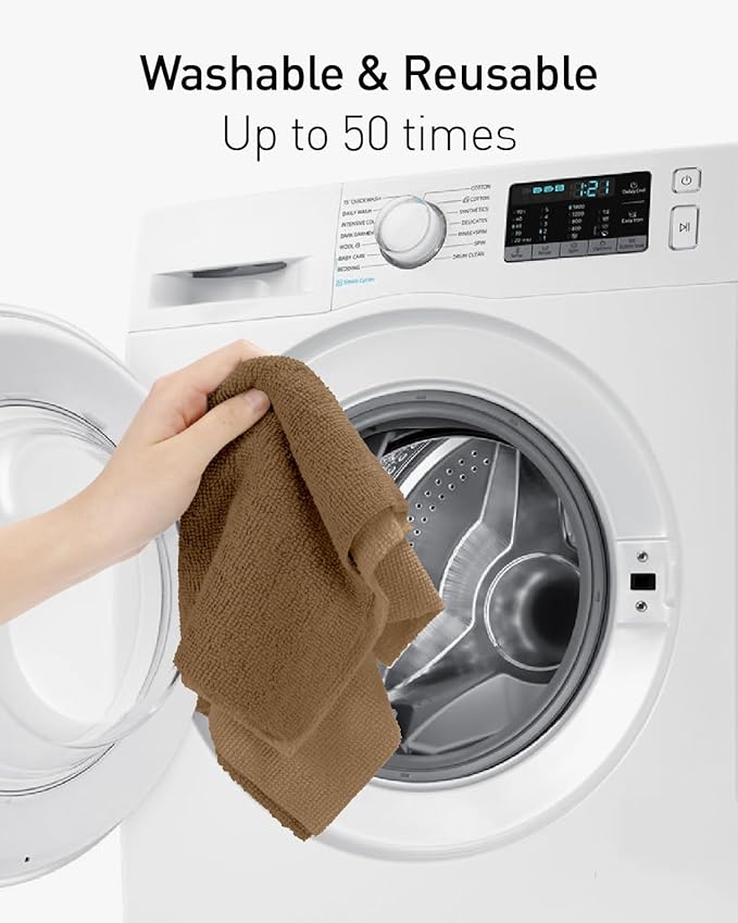 Fantasticlean Microfiber Cleaning Cloth Roll -30 Pack, Tear Away Microfiber Towels, 12" x 12", Reusable, Washable, Scratch Free, Ultra Absorbent Dishcloth for Car, Home Supplies, Pet, Kitchen (TAN)