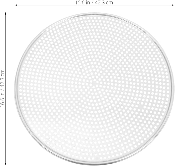 BESTonZON 16 Inch Pizza Tray, Aluminum Non-stick Pan with Holes Mesh Pizza Pan, Round Crisper Tray Baking and Serving Sheet for Oven Home Restaurant