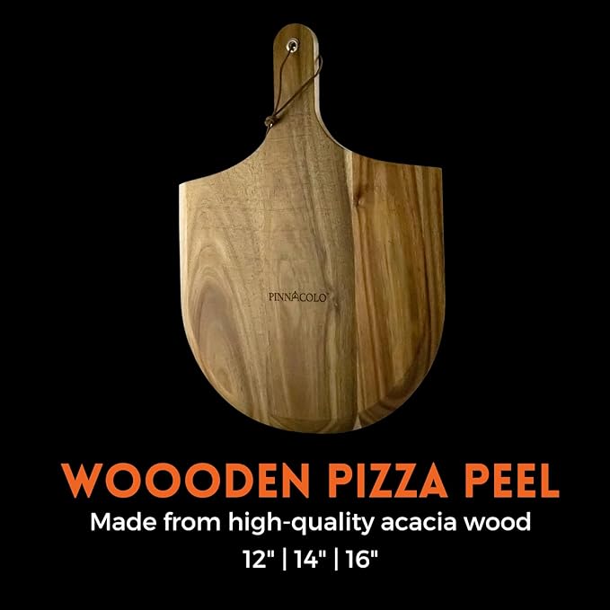 12 Inch Acacia Wooden Pizza Peel - Lightweight and Sturdy, Perfect for Homemade Pizza, Bread, and Pastries (Natural Wood Grain)