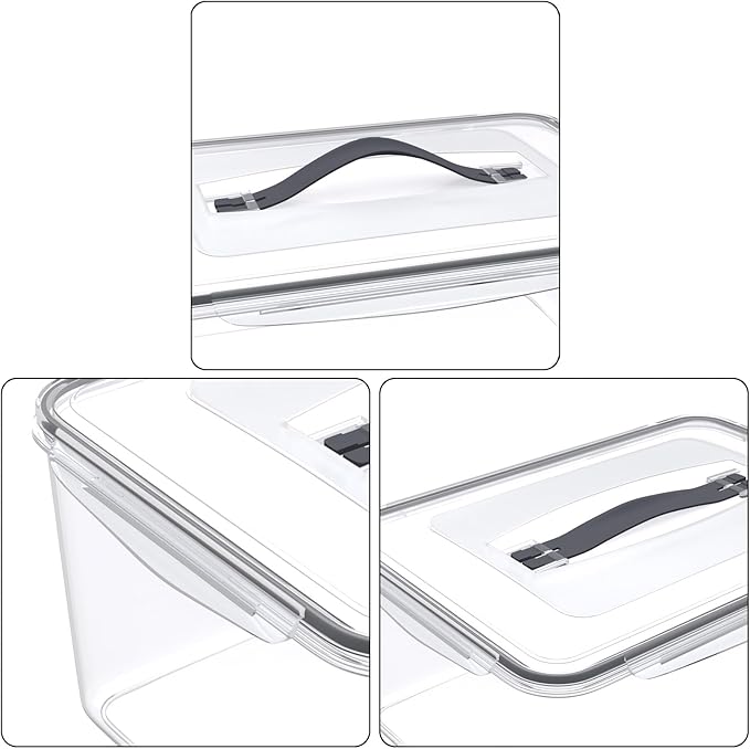 6 Pack 15 L/63Cup Large Airtight Food Storage Containers with lid, Plastic Kitchen Fridge Pantry Organizers for Bread, Pet Food, Dry Food, Proof Dough, BPA Free