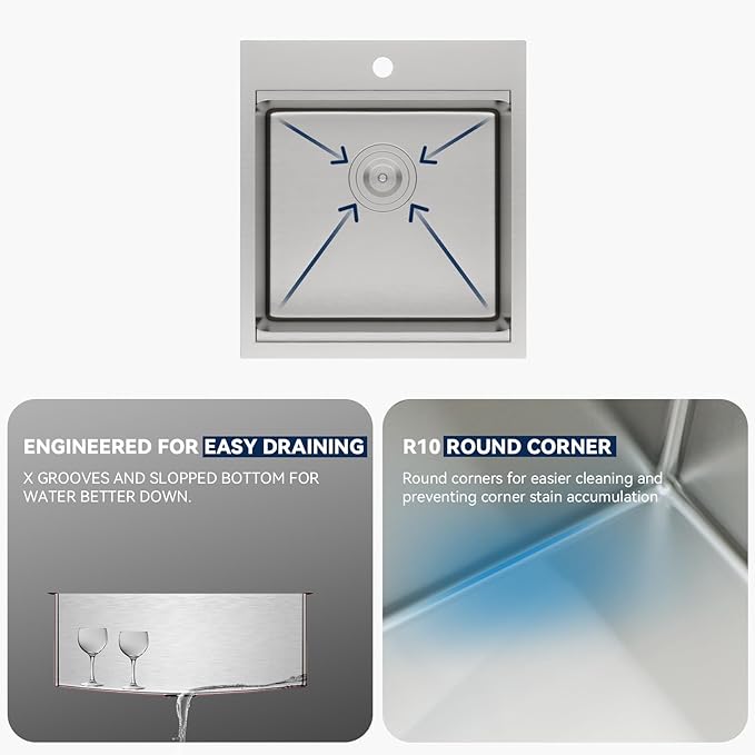 Lordear 18 Bar Sink Drop In 18x20 Inch Topmout Bar Sinks Stainless Steel 16 Gauge Single Bowl Ledge Workstation RV Kitchen Camper Wet Bar Sink With Cutting Board