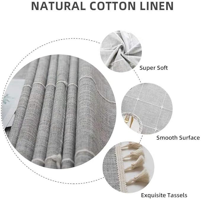 Deep Dream Tablecloths, Embroidered Waterproof Table Cloth Cotton Linen Wrinkle Free Anti-Fading Table Cover Decoration for Kitchen Dinning Party Christmas, 55 x 70 Inch - Gray