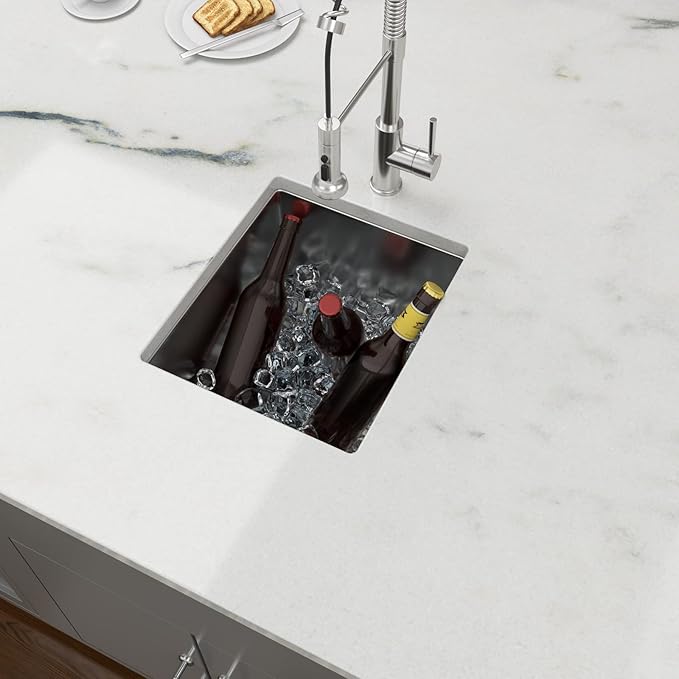 Lordear 15 Bar Sink Undermount 15x17 Inch Stainless Steel Undermount Sink Bar Prep Sink 16 Gauge R10 Round Corner Deep Single Bowl Handmade Sinks