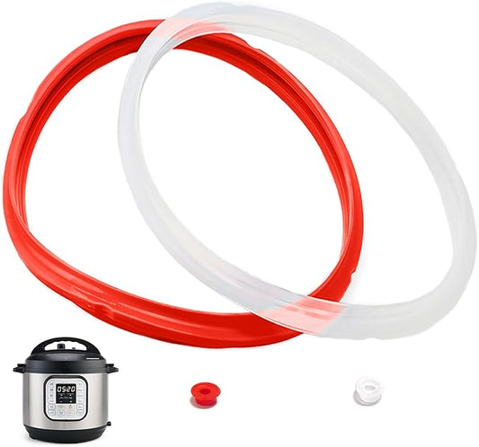 2 Pack Sealing Ring 3 Qt for Instant Pot Sealing Rings With 2 Float Valve Caps for MiNi 3 Qt Insta Pot, Food-Grade Silicone Instantpot 3Qt Sealing Ring, for InstaPot 3 Qt, Red, Clear
