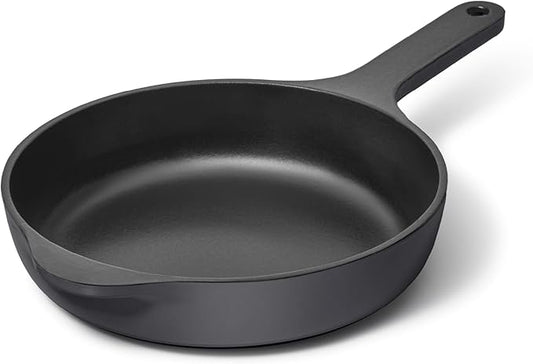 Caraway Cast Iron Skillet - 8” Enameled Cast Iron Pan With 3 Layer Enamel Coating - No Seasoning Required - Compatible With All Stovetops - Free From Forever Chemicals - Charcoal