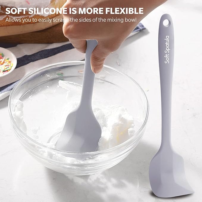 Wanbasion 5 Piece Premium Silicone Spatula Set Heat Resistant, Colorful Rubber Baking Spatula Set, Kitchen Spatula Set Dishwasher Safe for Nonstick Cookware Cooking Mixing Multicolor-6