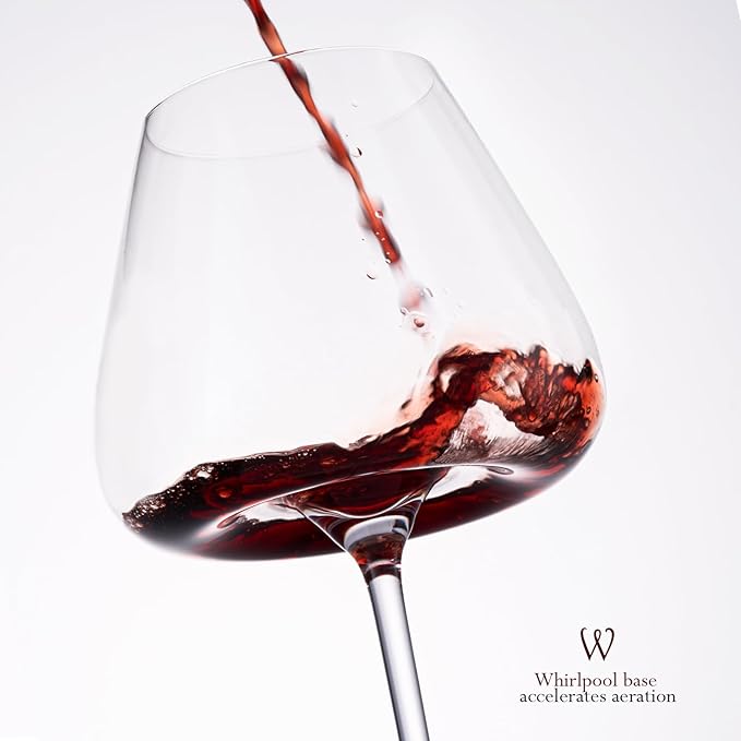 23.5OZ Crystal Wine Glasses Set of 4 for Pinot Noir, Burgundy, Bordeaux, Large Lead-Free Crystal Glasses with Unique Bottom Design