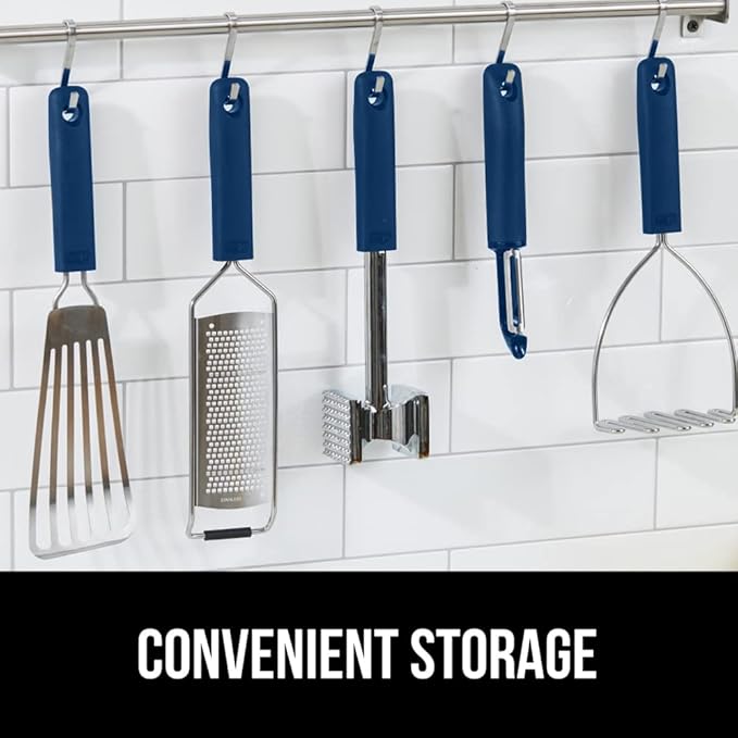 GORILLA GRIP Patented BPA-Free Sharp Stainless Steel Dual Swivel Vegetable Peeler, Soft Comfortable Handle, Smoothly Peel Apples, Potatoes, Carrots, Includes Blade Cover, Kitchen Tool Peelers, Blue