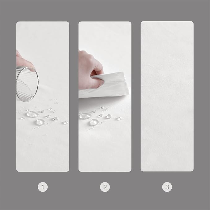 BALCONY & FALCON Rectangle Table Cloth Waterproof Tablecloth Fuzzy Linen and Satin Double-Sided Usable Table Cover for Dining, Kitchen, Cafe, Parties and Outdoor Use (White 55x95)