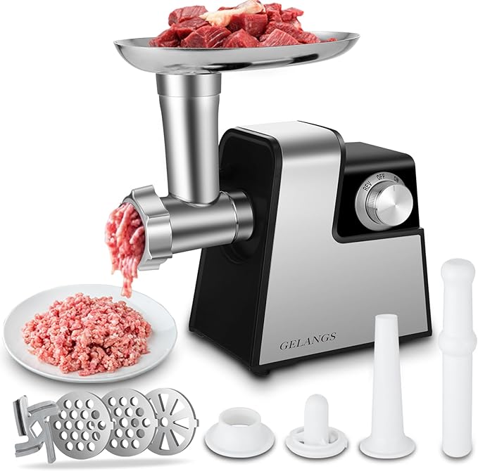 Electric Meat Grinder，350W(2800W Max) Sausage Stuffer Maker with Sausage Stuffer Tubes & Kubbe Kit，Food Grinder with Blade & 3 Plates For Home Kitchen Use