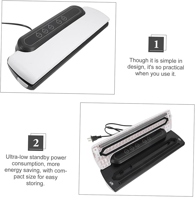 Automatic Vacuum Sealer Machine with Strong Pumping Energy-saving Compact Food Sealer for Kitchen Use Low Noise Operation Suitable for Snack Seafood and Tea Bag Packaging US Plug