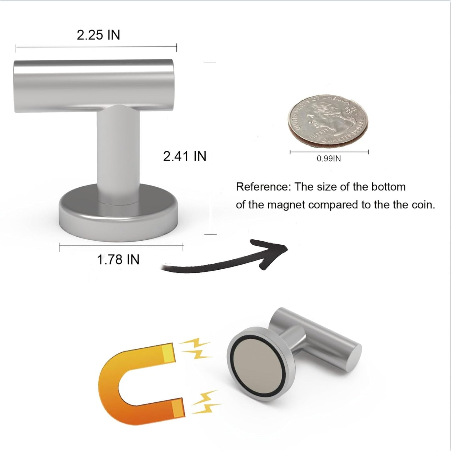 Magnetic Hooks Coat Magnet Hooks for Hanging,Magnetic Hooks Heavy Duty with Rare Earth Neodymium for Pot Holder,Grill,Refrigerator,Home,Kitchen,Workplace or Office.Pack of 4,Silver